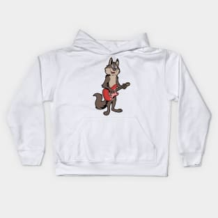 Comic Wolf plays electric guitar Kids Hoodie